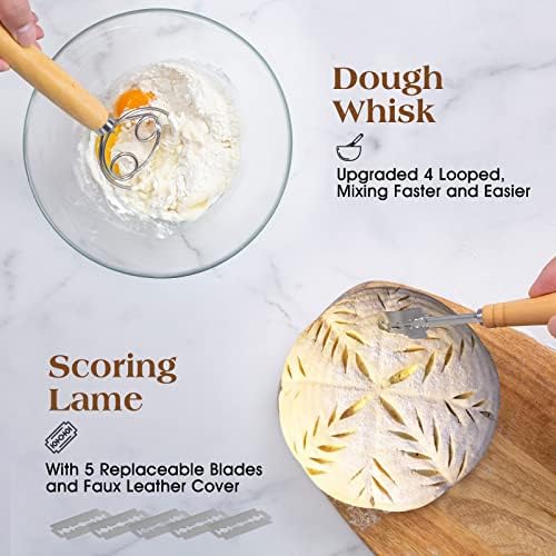 Banneton Bread Proofing Basket Set Handmade Sourdough Baking Supplies