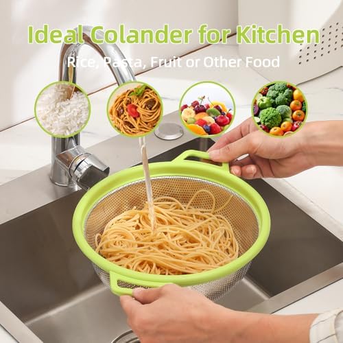 3QT Stainless Steel Colander Quick-Draining Dishwasher-Ready