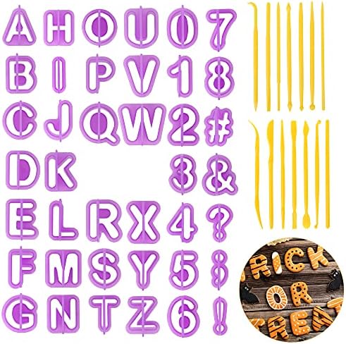 CSPRING 54PC Plastic Alphabet Cookie Cutters for Decoration