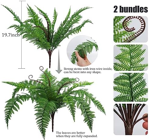 Vivid Fake Boston Fern Plants 2-Pack