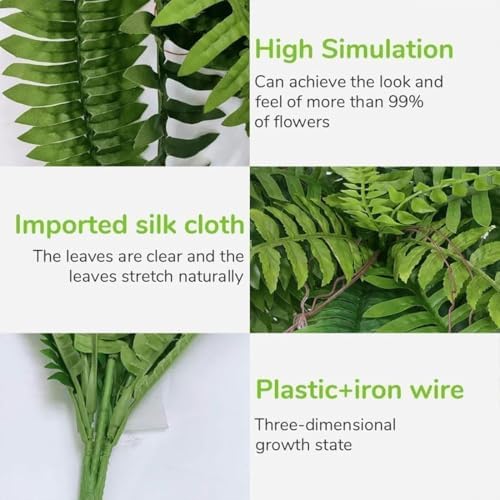 Ekomfo Luxury Outdoor Boston Ferns - UV Resistant 4-Piece Planter Set