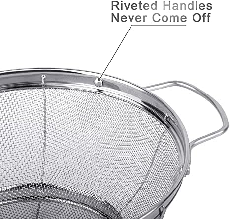 3 Pack Stainless Steel Colander Sieves 5-Quart 4-Quart and 3-Quart