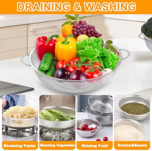 Stainless Steel Colander Set Durable Rust-Proof Kitchen Tool