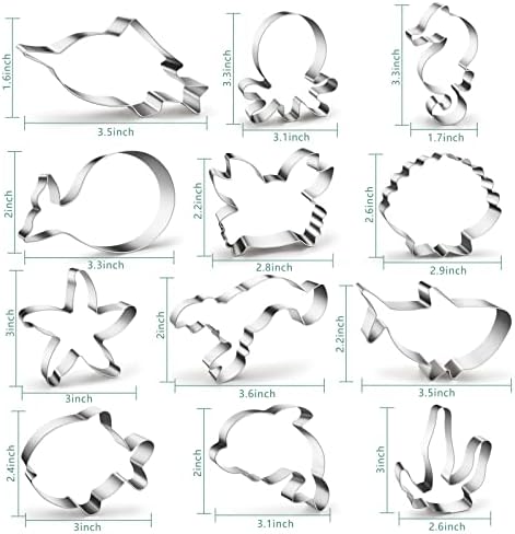 Sturdy 12-Shape Marine Animal Cookie Cutters for Baking