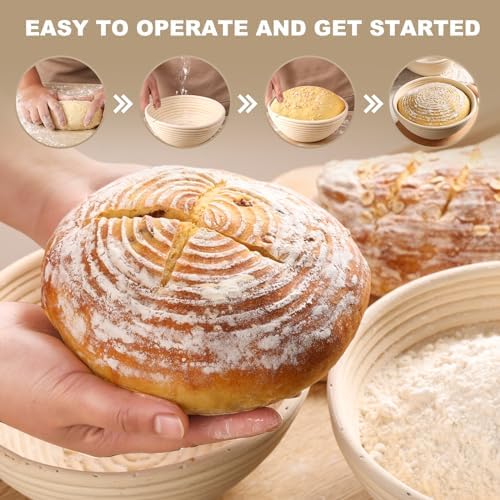 Yeatruojeet 10-Inch Rattan Bread Baskets Set of 2