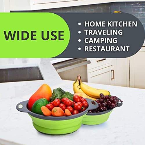 Effortlessly Draining silicone collapsible colander with Handle
