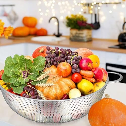 Reliable stainless steel colander for pasta vegetables and more