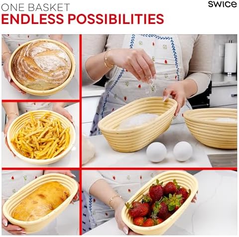 Swice Bread Proofing Basket Set with Precision Tools for Bakers