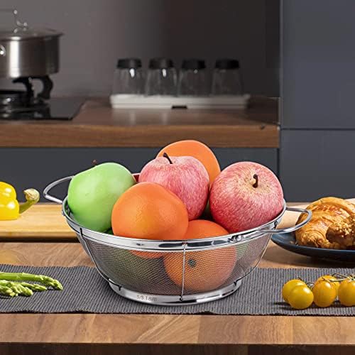 3 Pack Stainless Steel Colander Sieves 5-Quart 4-Quart and 3-Quart