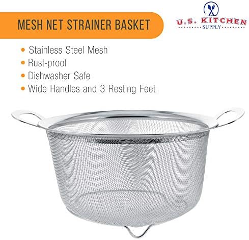 Durable 3 Quart mesh Strainer Basket for Kitchen Use