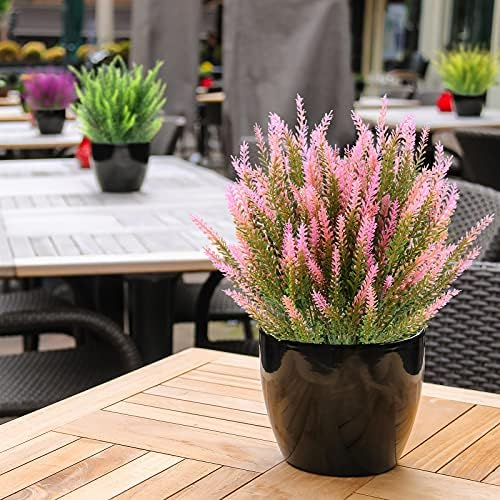 Artificial Lavender Outdoor UV-Resistant Faux Plastic Plants 12Bundles Pink