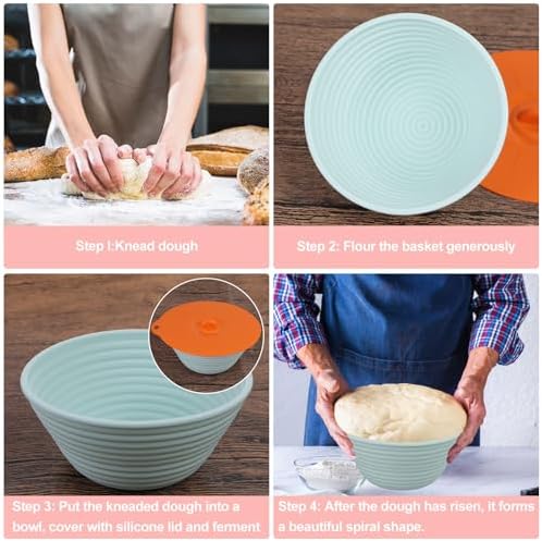Sourdough Proofing Basket - 5 Round Silicone Baking Tools for Beginners