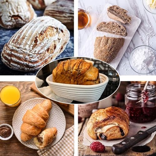 Banneton 10-Inch Rattan Proofing Basket Set Durable Versatile for Sourdough