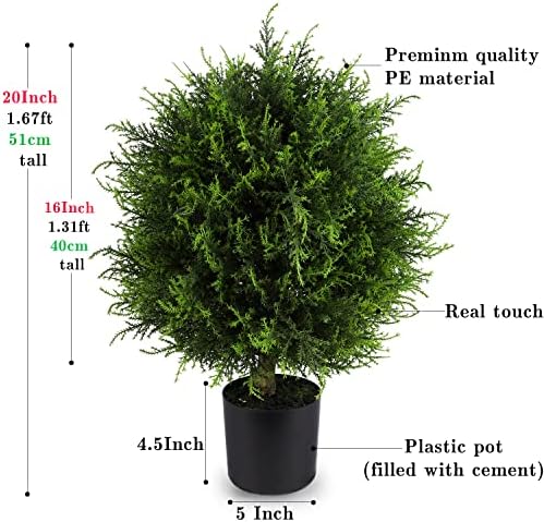 Perfect 2x Fake Cedar Topiary Bush for HomeGarden