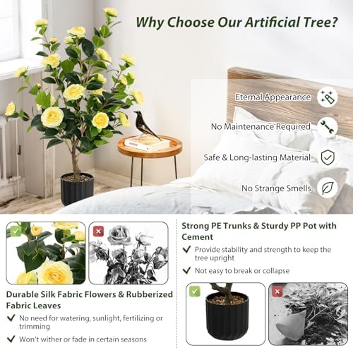Realistic Artificial Camellia Tree 2-Pack
