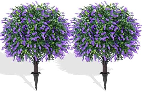 Elegant Boxwood Topiary with Lavender for Your porch or garden