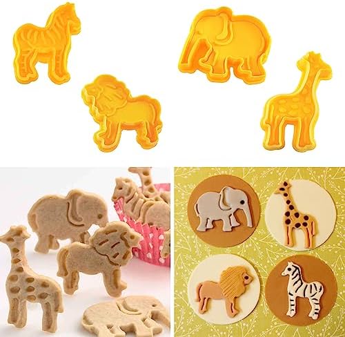 4 Piece Animal Cookie Cutters Zoo Animals Perfect for Baking Attempts