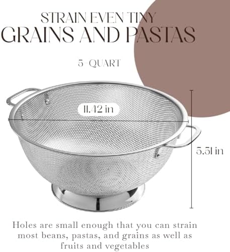 Essential Kitchen Tool Bellemain 5 Qt Metal Colander with Handle