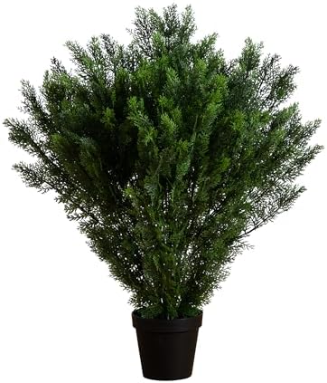 Nearly Natural Cedar Bush 4-Foot tall Black nursery pot