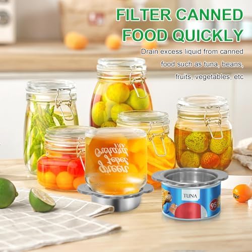 Classy 2-Piece Metal Tuna Can Strainer Stainless Steel for Home Kitchen