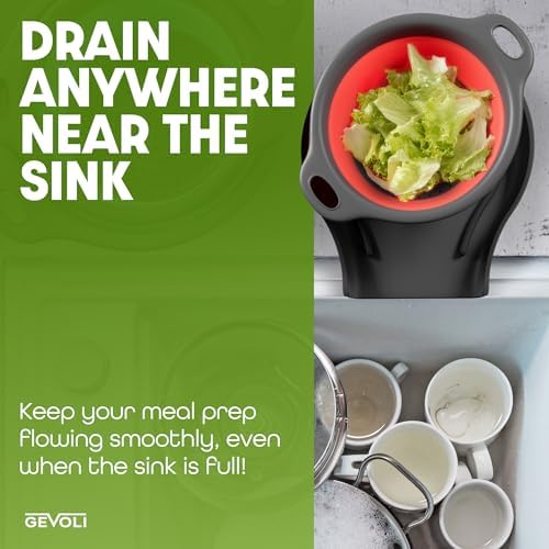 Collapsible Colanders Set - Self-Draining Kitchen Strainers 4PC