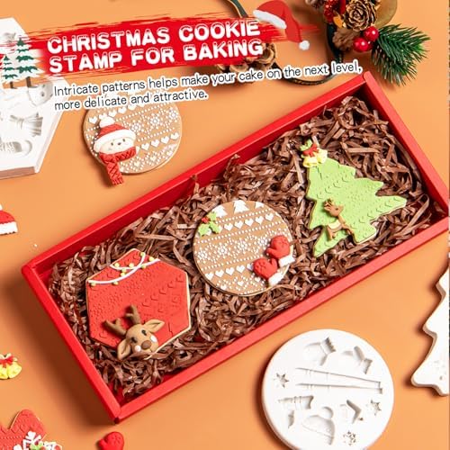 KALAIEN 3Pcs Christmas Cookie Mold Stamps