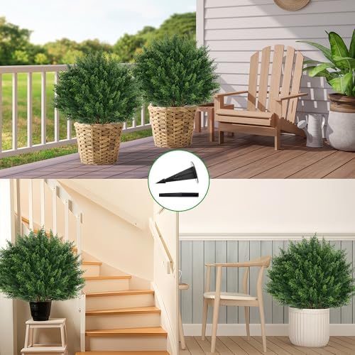 Grooo Realistic Artificial Cypress Topiary Set of 2