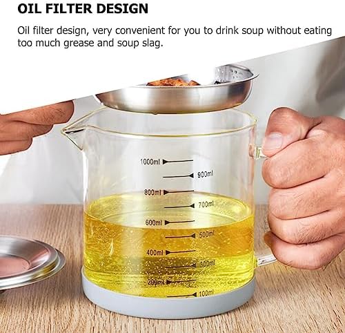 Kichvoe 1000ml Glass Bacon Grease Separator