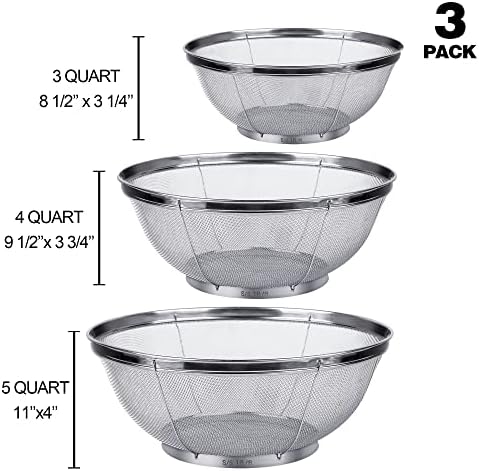 Sturdy 188 Kitchen Strainers for 543 Quarts by Tiawudi