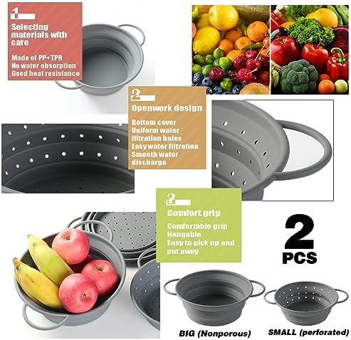 Multi-functional Silicone Colander Set with BPA-Free Collapsible Bowls