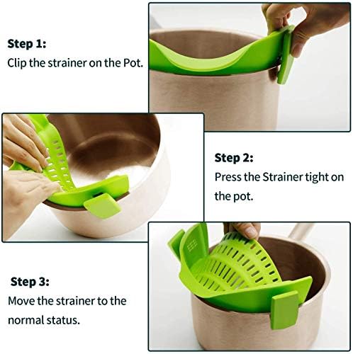 AUOON Heat-Resistant Silicone Strainer 2-Pack Easy to Use Dishwasher Safe