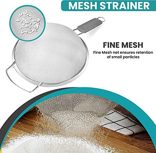 10 Inch Stainless Steel Strainer with Heat-Resistant Handle