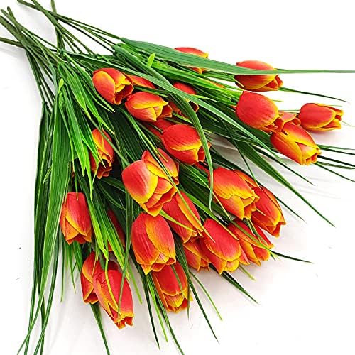 Realistic artificial outdoor tulips