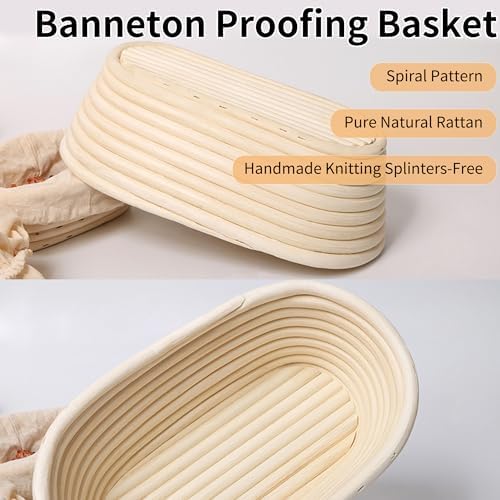Banneton 10-Inch Rattan Proofing Basket Set Durable Versatile for Sourdough
