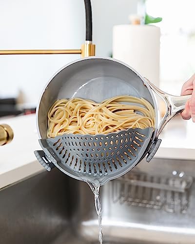 The Silicone Kitchen Clip-On Strainer Set Heat-Resistant BPA-Free 2-Pack