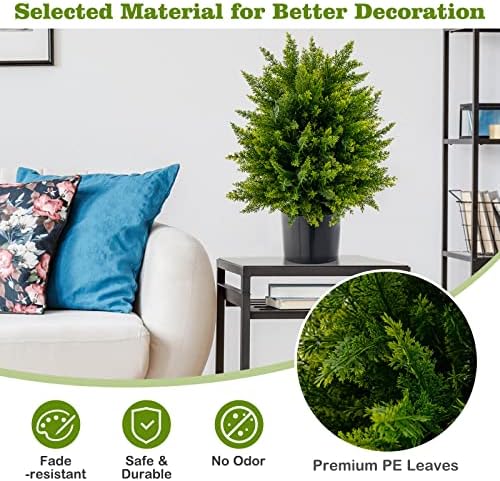 Goplus 215 Artificial Cedar Topiary Ball Tree Set of 2