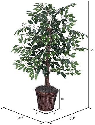 Magnificent Handcrafted Artificial Variegated Ficus Bush with Real Wood Trunks from the USA