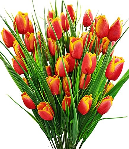 Realistic artificial outdoor tulips