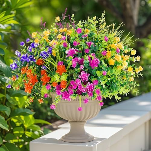 20 Pack Fake Plastic Artificial Flowers Outdoor Garden Decor