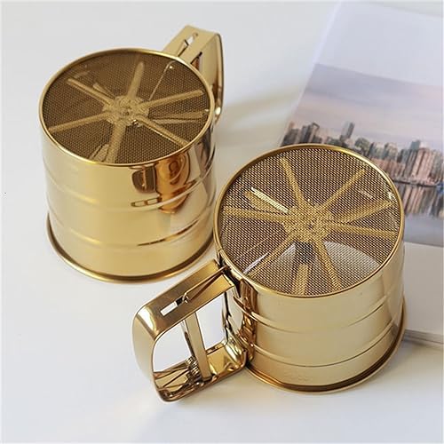 Powder Mesh Sifter for Baking Icing Sugar Stainless Steel Gold Sieve Tool