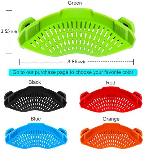 AUOON Clip On Strainer Silicone Pots and Pans Green