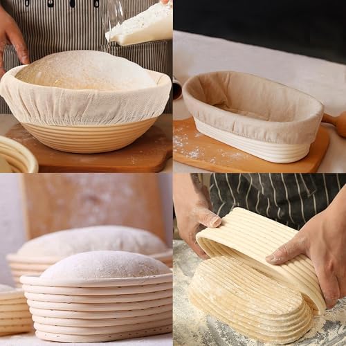 Sourdough Baking Made Perfect 2-Piece Round Oval Proofing Baskets with Indonesian Rattan