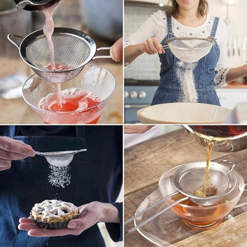 Eleen 3-Piece Stainless Steel Strainer Set for Kitchen