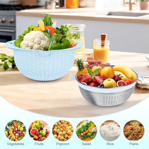 4-in-1 Strainer Set with Mixing Bowl Blue