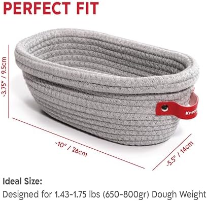 KNEADACE Cotton Bread Proofing Basket Set 2x Oval