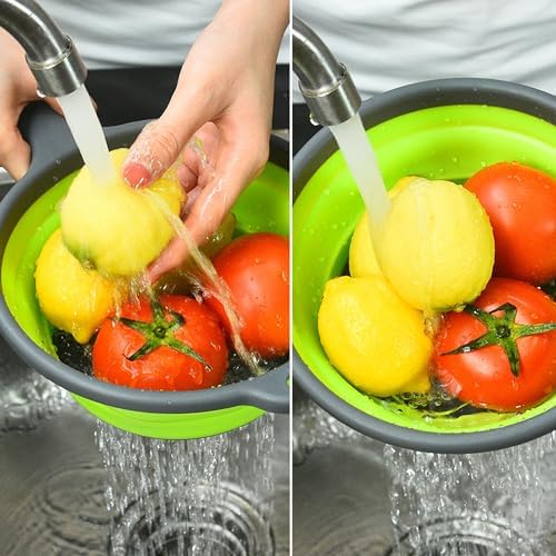 Enhance Your Cooking Effortlessly with WHZHAOI Collapsible Colander Set of 2 Green