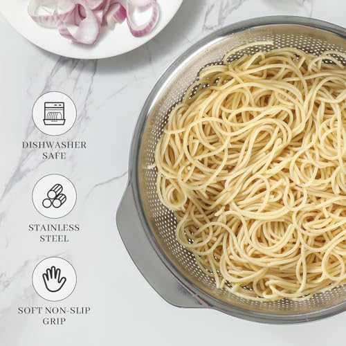 188 stainless steel colander 5QT large capacity with handle
