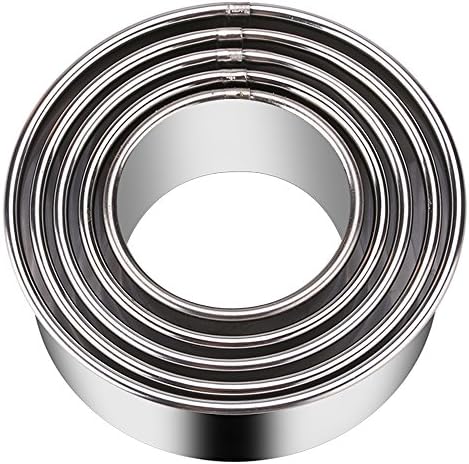 5-Piece Sturdy Stainless Steel Round Cookie Cutters Set