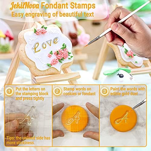 JekiiNova 4-Piece Letter Stamps for Cookie Baking