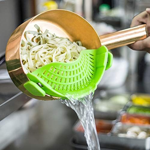 AUOON Clip On Strainer Silicone Pots and Pans Green